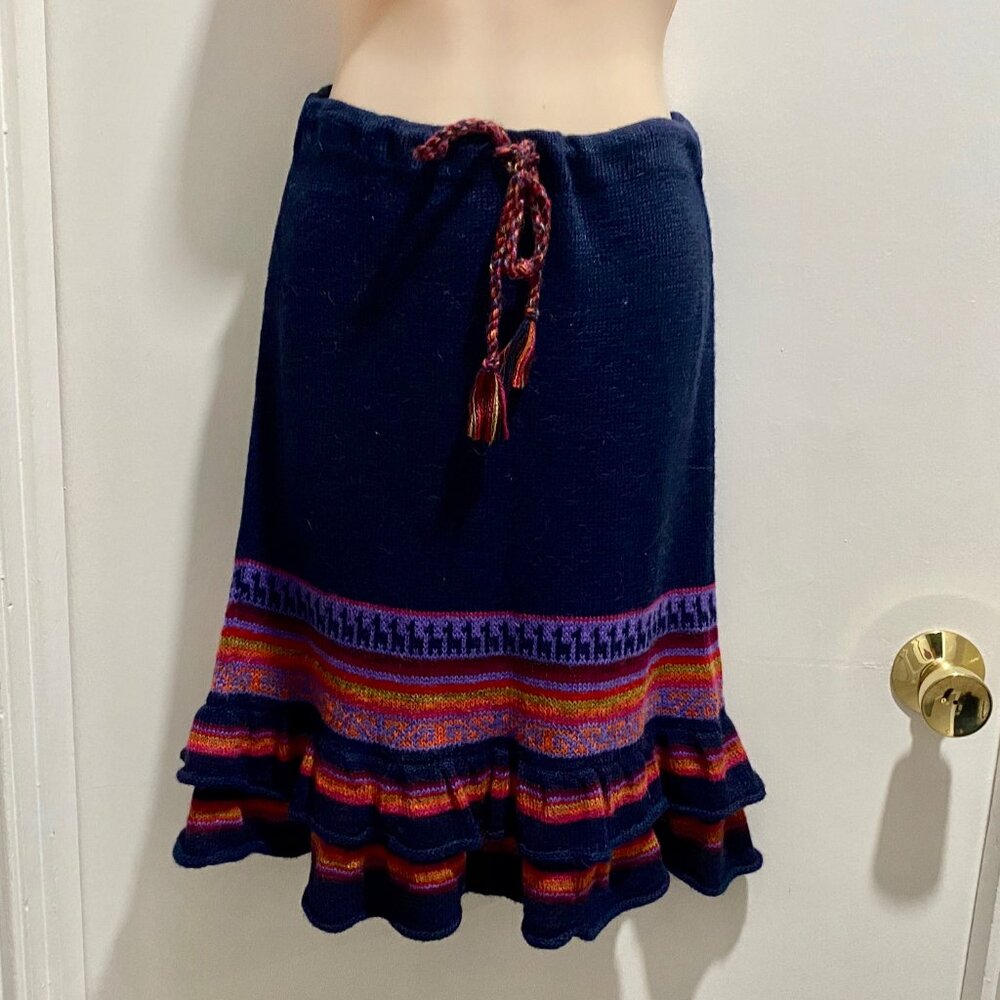 Inka Tradition Baby Alpaca Preppy Academia Artsy Indie Boho Knit Skirt 6/8